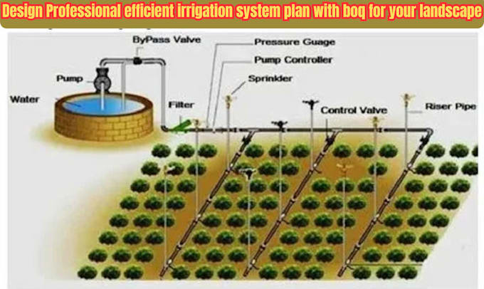 design efficient irrigation system plan with boq for landscape, residential area