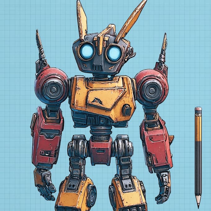 create futuristic sci fi robot character art