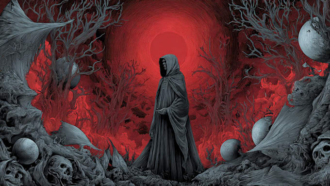 draw a custom dark surrealism for apparel