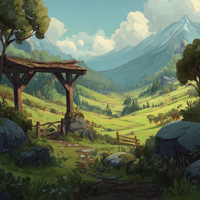make a stylized environment illustration background art