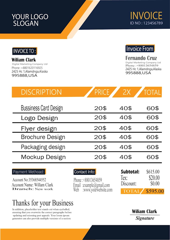 design invoice, letterhead template