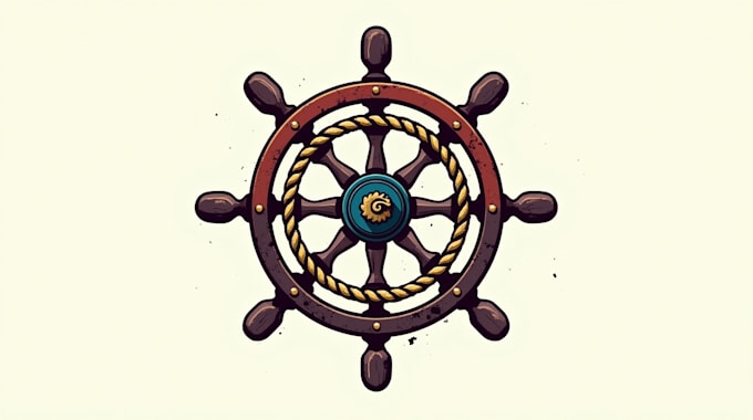make eye catching nautical ship wheel logo