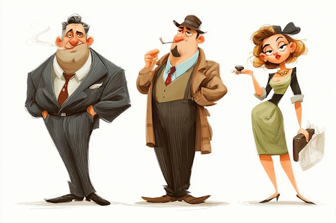 draw retro vintage illustration cartoon character