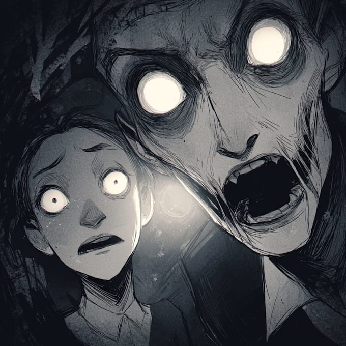 Illustrate dark, horror, creapy art illustration by Isaouasey | Fiverr