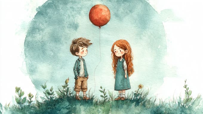 create watercolor children illustration