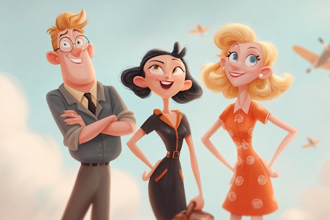 draw a digital cartoon illustration