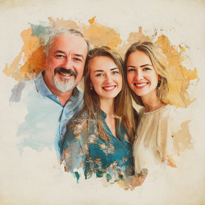 Merge multiple photos into amazing watercolor family portrait by ...