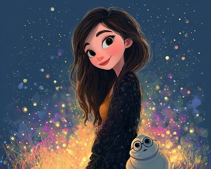 do cute disney cartoon portrait