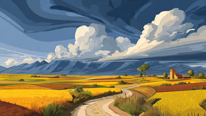redraw landscape to cartoon vector
