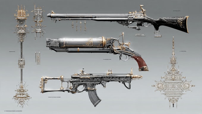 create game  weapon design and illustration