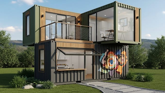 design 3d modular houses, container home, office design, kiosk