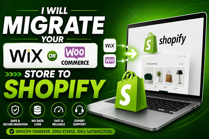 migrate and clone from wix squarespace woocomerce wordpress to shopify