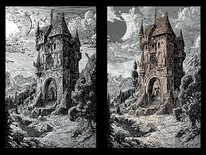 create dark art medieval detailed illustration