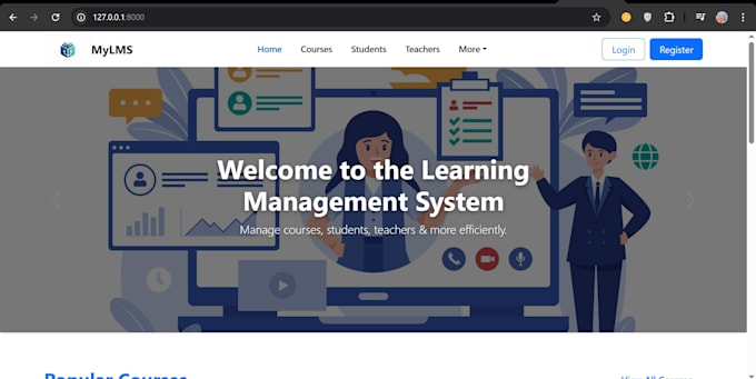 design and code a responsive lms dashboard using laravel, bootstrap, and modern