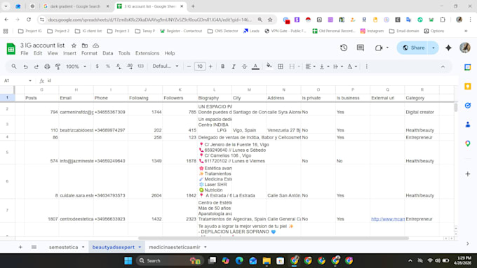extract instagram followers leads with emails and contact data