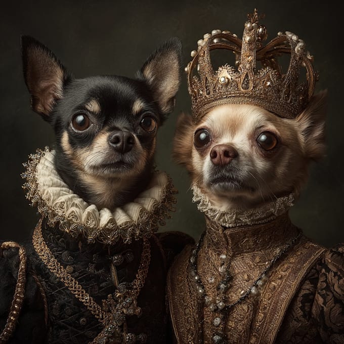 create custom royal pet portrait in high quality