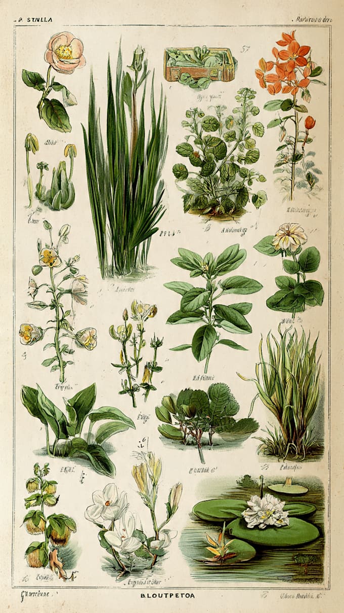 create a beautiful vintage botanical illustration poster