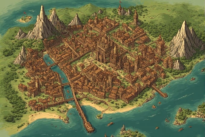 do fantasy city map for dnd map illustration world vector map