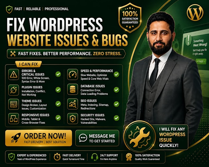 fix wordpress issues, errors, bugs, and quick wp support