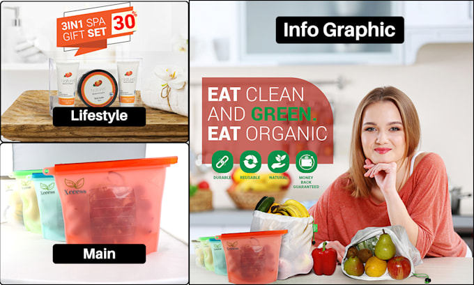 create amazon listing lifestyle, and infographics