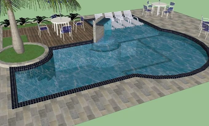 Design realistic 3d swimming pool, backyard and landscape by Owais_ejaz ...