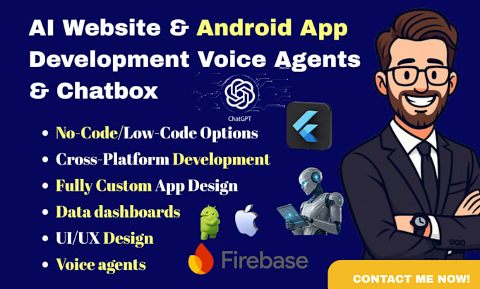 develop custom ai website mobile app voice agents chatbots app store deployment
