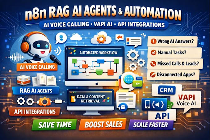 build n8n,rag ai agent,workflow automation,ai voice calling,vapi,API integration