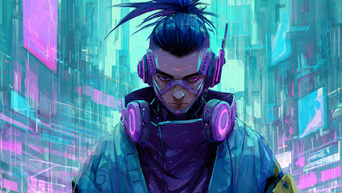 design anime character , cyberpunk character