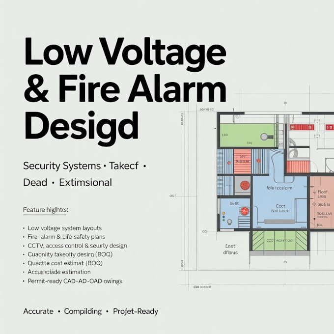 design low voltage, fire alarm, security takeoff, cctv and cost estimation