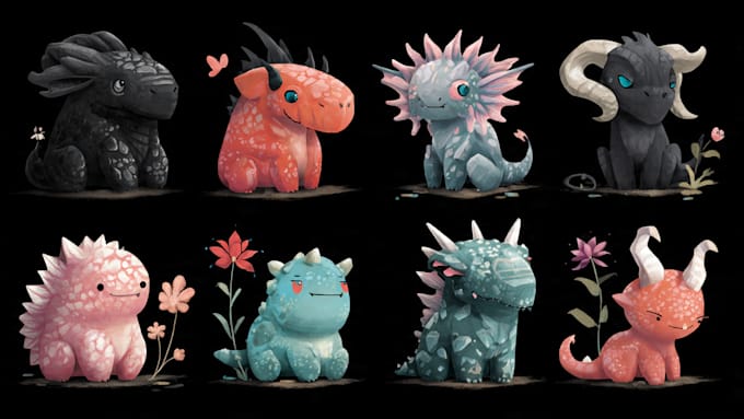 concept art for dragons and monsters, creatures