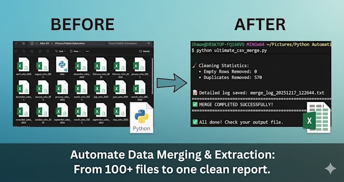 create python automation scripts for excel, CSV, PDF, or file management