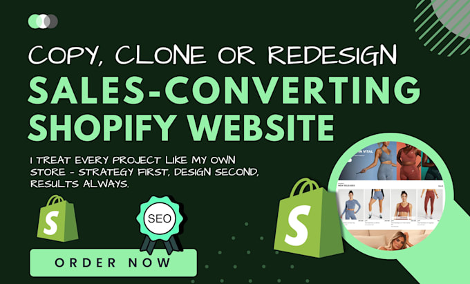 clone, copy, design, redesign shopify website or shopify dropshipping store