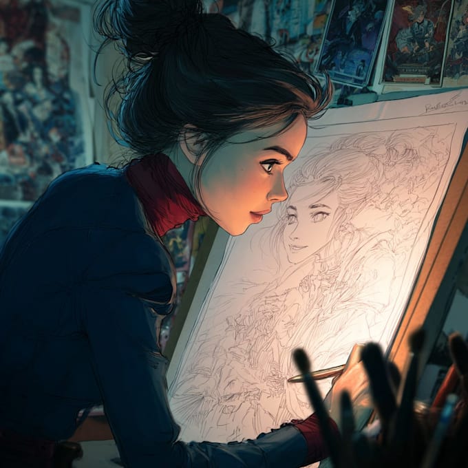 draw a cover art or comic cover art