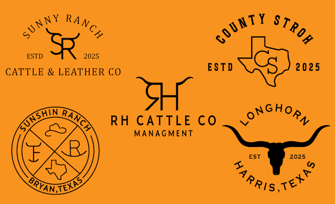 illastation cattle brand, western and farm logo design