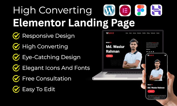 design a modern elementor landing page that converts visitors