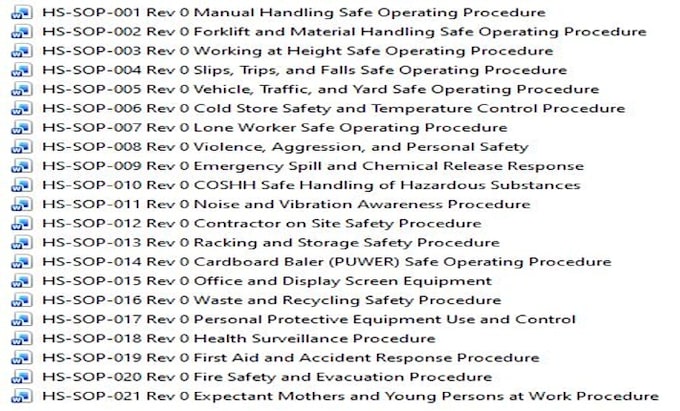 create all required documents for iso 45001 compliance