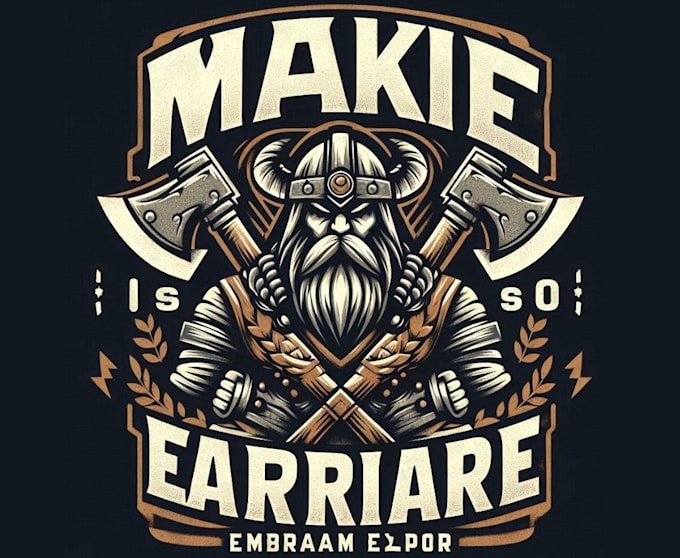 make vintage t shirt axe barbarian warrior logo