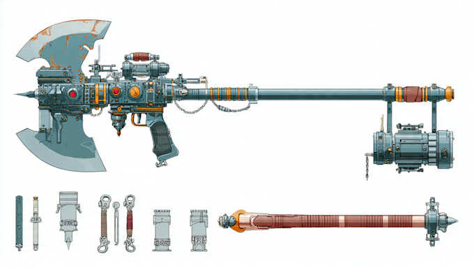 design creative concept art of weapons and items
