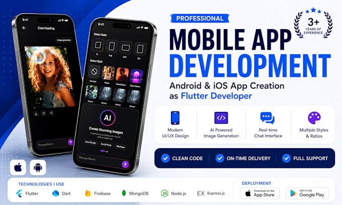 do mobile app development ios and android app creation as flutter developer