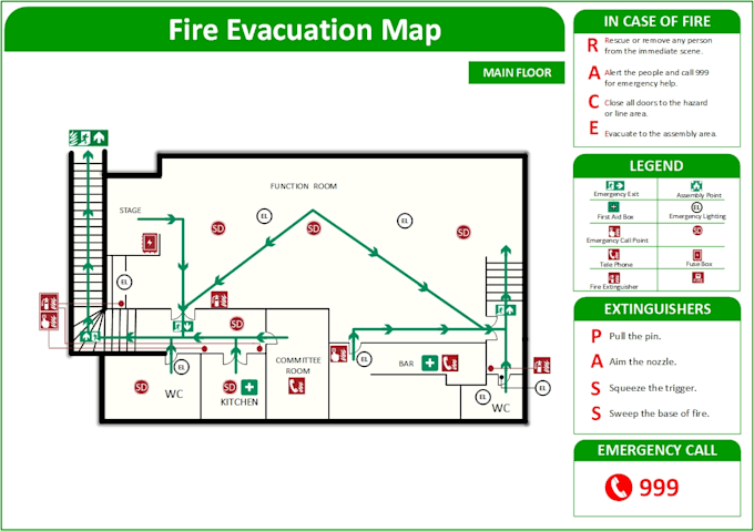 create evacuation plan emergency exit and fire safety plan