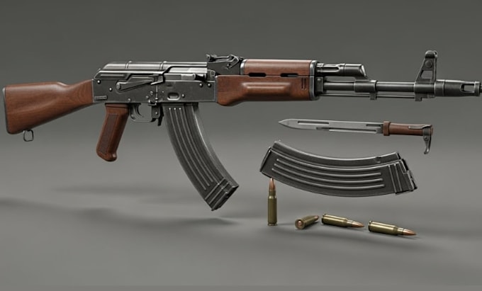 Create realistic 3d gun model 4k7 gun weapon assets props for your game ...