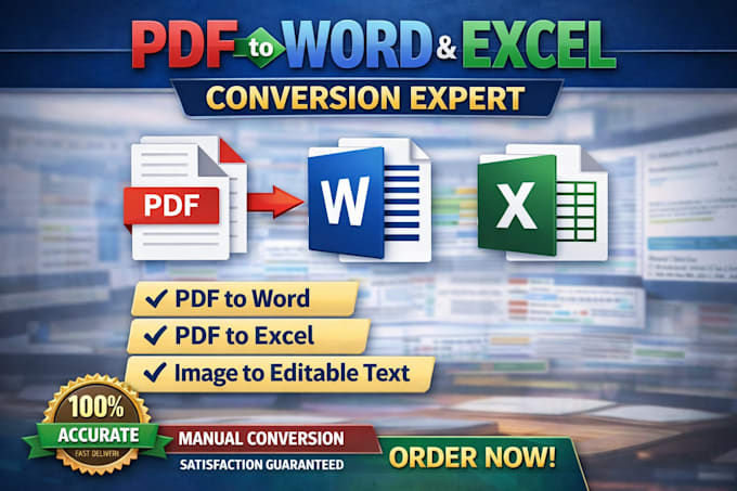 do PDF to word, PDF to excel and image to text conversion professionally