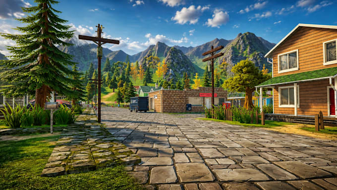 unity game environment with optimized lighting for mobile