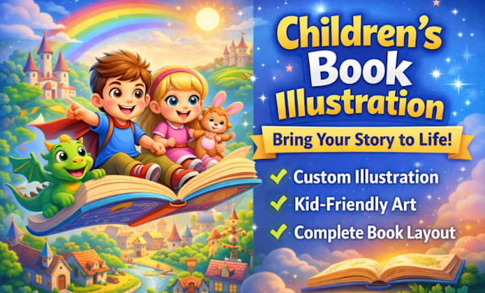 Illustrate children story book illustration and children book design by ...