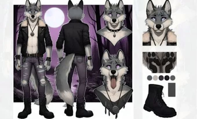 create a detailed furry ref sheet for your fursona