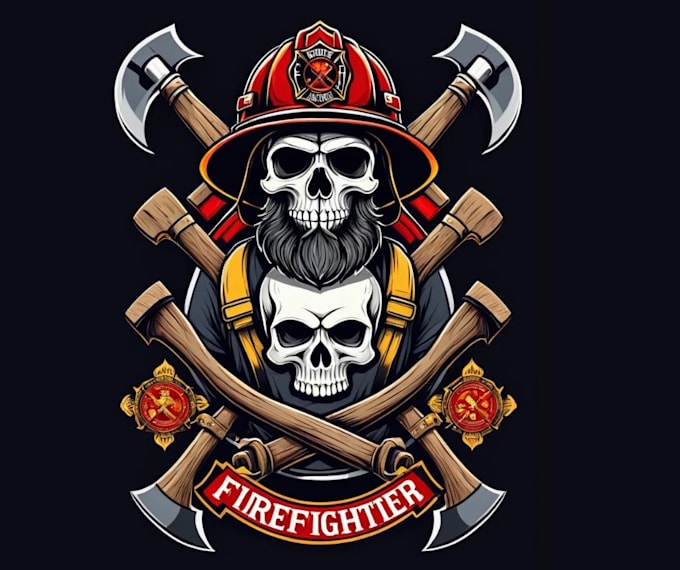 do custom t shirt skeleton firefighter logo design