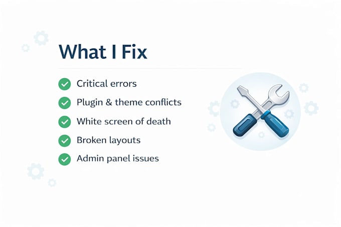 fix wordpress bugs, errors and broken functionality