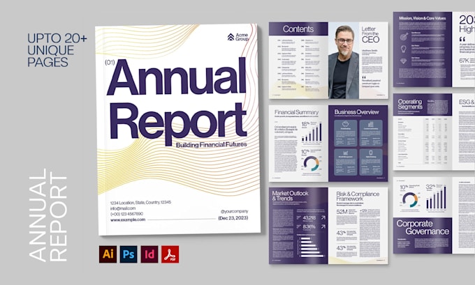 design a professional company profile or annual report