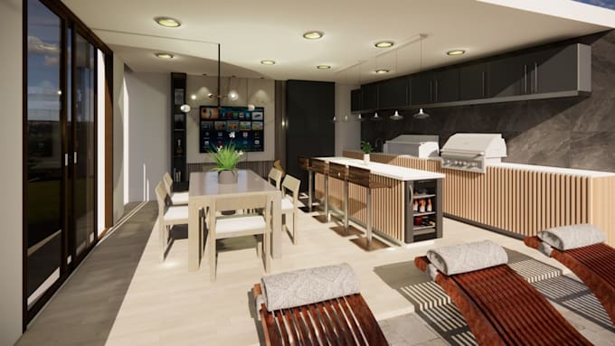 design modern outdoor living spaces with realistic renders