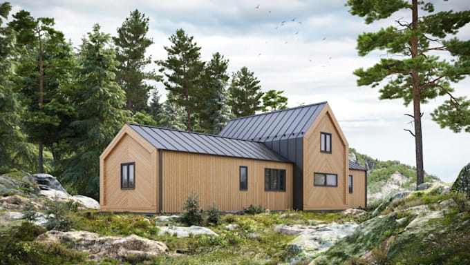 redevelop commercial architecture, prefab structure, render industry house, cgi